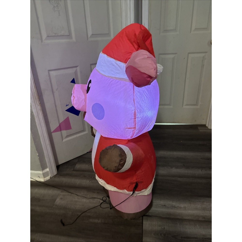Holiday Living 3.5 Ft Inflatable Pig Santa Suit LED Lights Indoor Outdoor - Picture 4 of 4